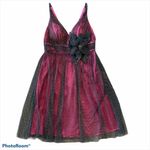Jovani  Fuschia & Black Glitter Tulle Cocktail Dress Size 4 Photo 2