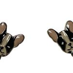 Women's Unbranded French Bulldog Stud Earrings One Size Black White Photo 1