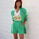 Greylin  Havana Boyfriend Linen Blend Green Blazer Photo 1