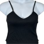 Aerie  Black Ribbed V‑Neck Cropped Tank with Built‑In Shelf Bra Size M Festival Photo 3