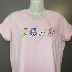 Gildan  Shirt Womens XL Pink Embroidered Cow Graphic Tee T-Shirt Animals Photo 0