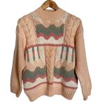 Vtg Pastel Cottagecore Sweater Hand Knit Sz Large Orange Photo 0