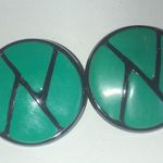 Vintage Black & Green Funky Round Retro Boho Pierced Earrings Photo 4