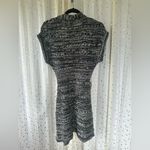BCBGMAXAZRIA BCBG Maxazia Two-Tone Black Off White Crochet Cap Sleeve Tie Long Cardigan L Photo 5