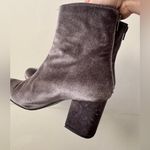Free People Cecile Women's Gray Velvet Block Booties 38 7.5 Round Toe Zip Back Photo 3