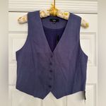 Lulus  Suits You Perfectly Dark Blue Linen Blend Vest Career Prep Boss Babe Photo 2
