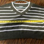 American Eagle  Outfitters Green and White V-Neck Sweater Photo 5