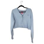 Unif  Baby Blue Angora Blend Cropped Cardigan Sweater Size Large Photo 2