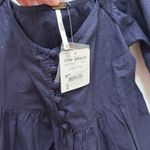 Free People  Veronica Sweetheart Top Off The Shoulder Navy Med Puff Sleeve Photo 2