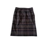 Magaschoni  Brown Plaid Wool Blend High Waist Button Front Skirt Size 2 Photo 6