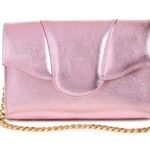 Liselle Kiss pink metallic leather clutch handbag crossbody Photo 0