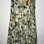 Bob Mackie  Floral A-Line Soft Flowy Knee Length Gray Yellow Skirt Medium Photo 3