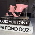 Versace New  Pink Patent Leather & Plexiglass Mules Photo 7