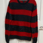 Marc by Marc Jacobs  Red and Black Striped Crewneck Sweater Photo 0
