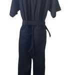 frame denim FRAME Black Cropped Twill Jumpsuit Size Medium Photo 3