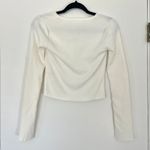 Fanco White Square Neck Long Sleeve Crop Top Knit Blouse Women's Size‎ Small Photo 4
