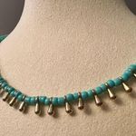 Handmade 🌊 Boho Turquoise Beaded Choker with Gold Accents 🌊 Photo 2