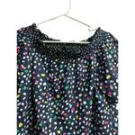 J.Crew Navy Blue Multi Confetti Ratti Happy Cat Print Off the Shoulder Top 8 Photo 5
