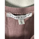 Tempo Paris 100% Silk Purple Flowy Long Sleeve Tunic Blouse Boho Coastal Large Photo 4