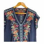 Johnny Was Heidi Floral Embroidered Tunic Top Dress Gray Boho M Mini Resortwear Photo 2