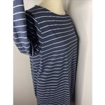 Ann Mashburn  Cotton Blue White Stripe Boat Neck Longsleeve Shift Dress Large L Photo 4