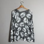 J.Jill Linen Palm Leaf Print Sweater Pullover Women's Medium Green Tropical Photo 2