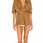 Revolve L’Academie The Jacqie Top Size Medium Tiramisu Brown Wrap Front Photo 7