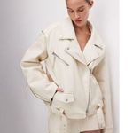 Good American  Boyfriend Oversized Moto Jacket Cloud White Size XXS XS Photo 0