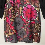 Trina Turk  Silk Floral Black Red Purple Long Sleeve Dress Size 6 Photo 4
