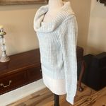 Oversized Cowl Drape Neck Light Gray Crochet Sweater Size XS Photo 6