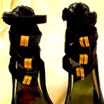 Black and white vegan leather platform open toe shoes. Size 6.5 Photo 1