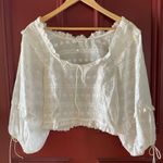 For Love & Lemons  Iris Dainty Lace White Ribbon Blouse Small Boho Cottage Soft Photo 0