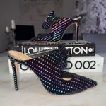 Alexandre Birman  Black Velvet Rainbow Crystal Bow Mule Heels Womens 39 New NWT Photo 0
