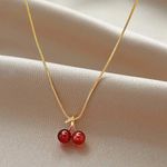 Gold Dainty Cherry Necklace Photo 0
