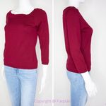 Ann Taylor burgundy 75% silk blend boat neck cropped sweater, women size M Photo 2