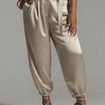 Anthropologie Maeve By Champagne Satin Jogger Dress Pants Size 2 Photo 0