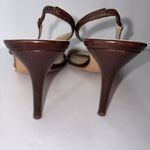 Kate Spade CHOCOLATE YELLOW WHITE LEATHER CAGE SLINGBACK SANDALS ITALY Size 10 Photo 6