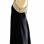 Black Swing Dress Embroidered V Photo 3