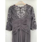 La Femme Gunmetal Gray Ruched Twist Column Formal Gown Photo 5