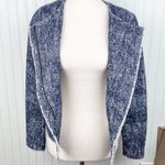 Ecru Blue Printed Fringe Trim Tweed Jacket Zip Blazer Women's Size XS Photo 3