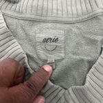 Aerie Women's Large Sweatshirt Down To Earth V-Neck Green Distressed Pullover Photo 1