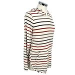 Market & Spruce Striped Hooded Long Sleeve Top Ivory Red Brown Size Large NWT Photo 3