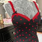 Madden Girl  Black Mesh Mini Dress Red Heart Print Lace Trim Slip Dress Size M Photo 6
