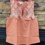 Anthropologie Coral embroidered Keyhole Sleeveless Blouse by mine for salmon Photo 0