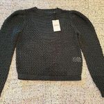 Joie  Lala Puff Sleeve Crochet Open Knit Sweater in Jungle Green, Size S, NWOT Photo 0