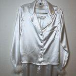 Lulus  Dreamiest Delight White Satin Feather Two-Piece Pajama Set Size S Photo 5
