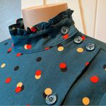 Who What Wear  S Mock Neck A-Line Teal/Blue Dot Print Long Sleeve Photo 2