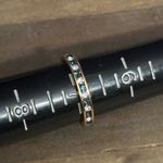 Vintage Channel Set Teal And Clear Crystals Eternity Ring Gold Photo 2