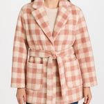 APPARIS Rare Gingham Check Teddy Coat with Tie Waist Pink Jacket Womens Size S/M Size M Photo 0