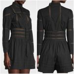 Maje  inola high neck cotton black romper with eyelet lace detail Photo 1